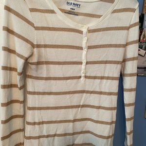 White and gold. Long sleeve top